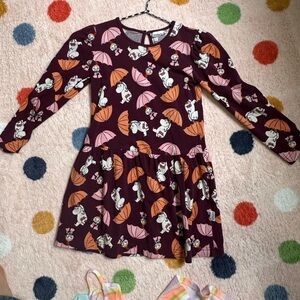 Finnish MOOMIN print Purple Fit and Flare Dress size 6-7, 122 euro